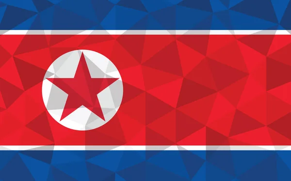Low Poly North Korea 플래그 삼각형 플래그 그래픽 북한의 국기는 — 스톡 벡터