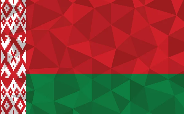 Düşük polyester Belarus bayrak vektör çizimi. Üçgen Belarus bayrağı grafiği. Beyaz Rusya bayrağı bağımsızlığın sembolüdür..