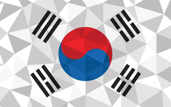 Baixo Poli Coreia Sul Bandeira Vetor Ilustração Bandeira Triangular Sul —  Vetores de Stock