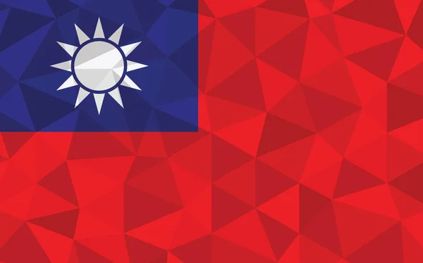 Baixo Poli Taiwan Bandeira Vetor Ilustração Bandeira Triangular Taiwan Gráfica — Vetor de Stock