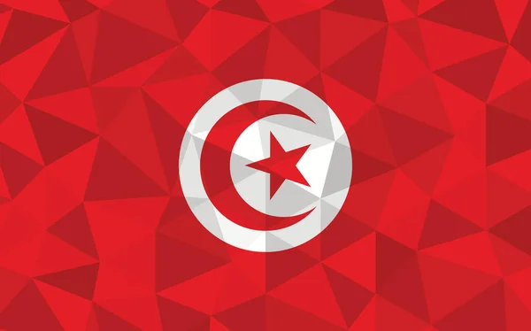 Ilustrasi Vektor Bendera Tunisia Poly Rendah Grafik Bendera Tunisia Segitiga - Stok Vektor