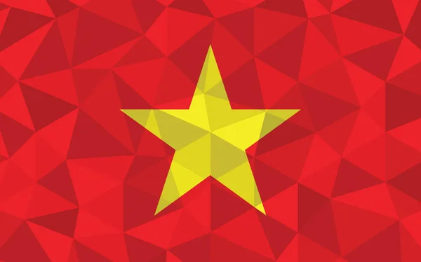 Ilustrasi Vektor Bendera Vietnam Poly Rendah Grafik Bendera Vietnam Segitiga - Stok Vektor