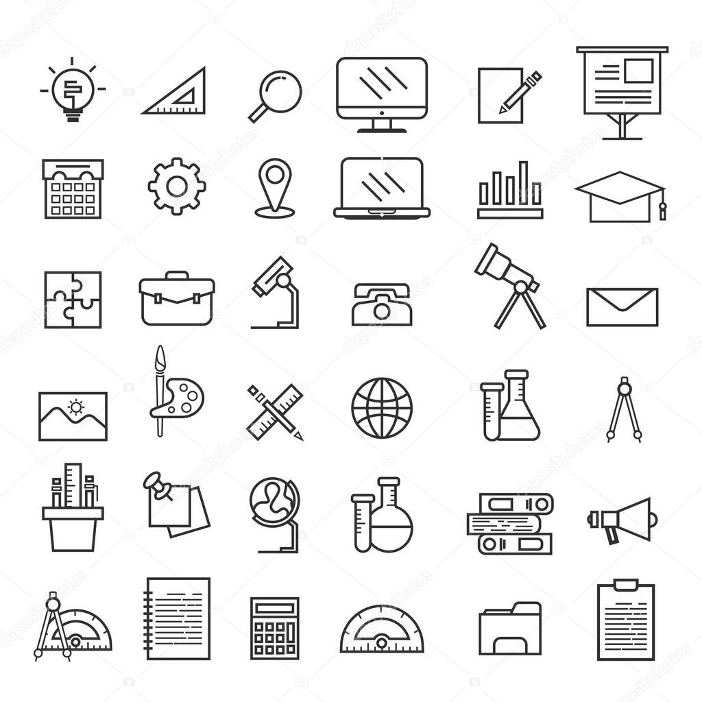 Set of vector line icons for education, Collection modern logo and pictogram.