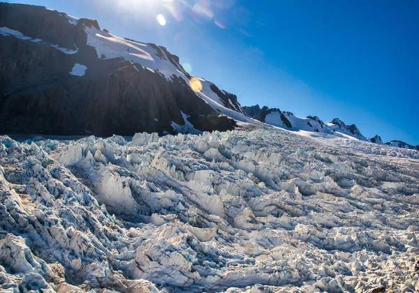 Alpin Utsikt Över Magnifik Södra Alpernas Glaciär Högt Uppe Bergstopparna — Stockfoto