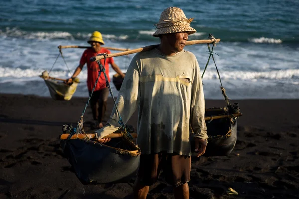 Zee zout productie, bali eiland — Stockfoto