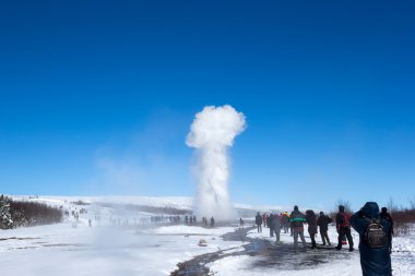 Geyser and hot thermal pools, Iceland clipart