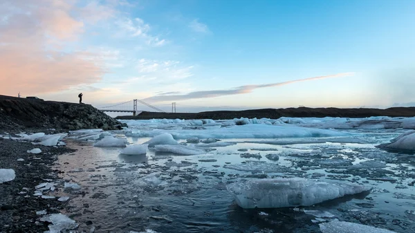 Παγετώνας πάγο λιμνοθάλασσα στο Jokullsarlon, Ισλανδία — Φωτογραφία Αρχείου