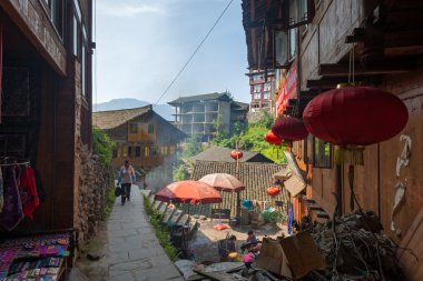 Narrow alleys between buildings cut in Guangxi