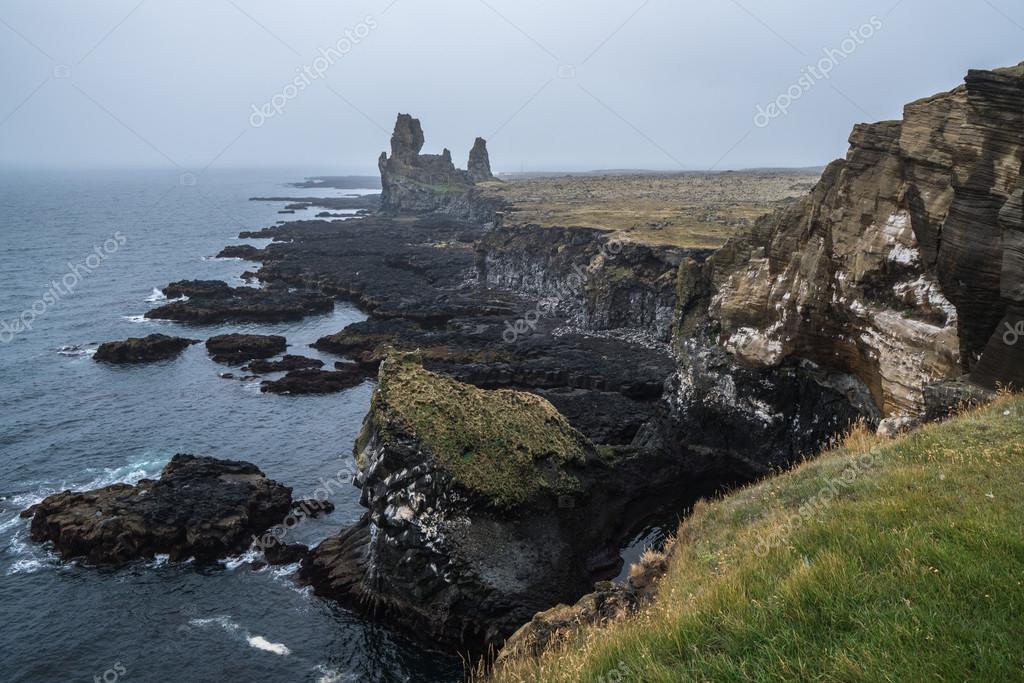 Rocky outcrops, laval rocks and cliffs of the Snaefellsnes peninsular of Iceland