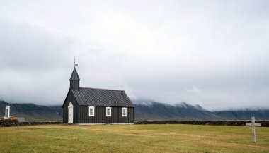 Budir Black Church in northern part of Iceland clipart