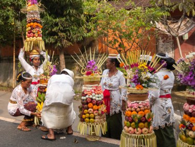 Village temple procession in Bali, Indonesia.