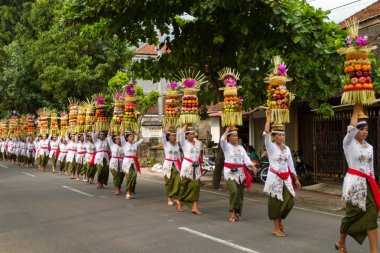 Village temple procession in Bali, Indonesia.