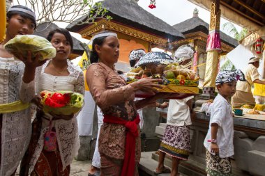 Religious ceremnoy in a village temple in Bali, Indonesia.