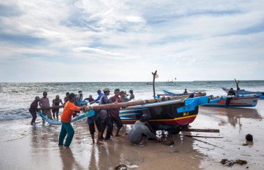 Fishermen at work in Jimbaran, Bali Island