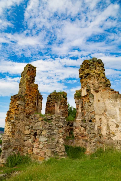 Ruinas Escénicas Castillo Medieval Abandonado Pniv Sobre Fondo Nublado Del — Foto de Stock