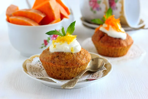Dýňové muffiny s citronovou omáčkou — Stock fotografie
