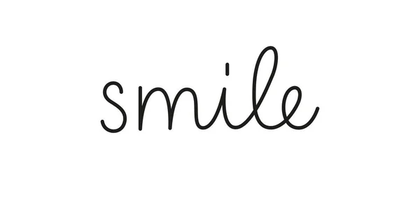 Фраза посмішки, написана одним рядком. Монолітний векторний текстовий елемент ізольовано на білому тлі. Простий напис для малювання — стоковий вектор