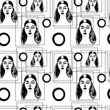 Babalara ayrılmış güzel bir kızın portresi. Tasarım ve stil 60 'lar. Kumaş ve duvar kağıtları için uygun.