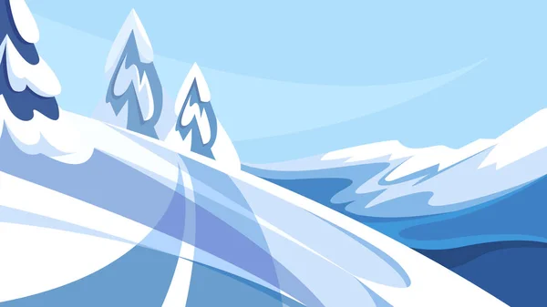 Зимова Дорога Тлі Гір Красивий Природний Пейзаж — стоковий вектор