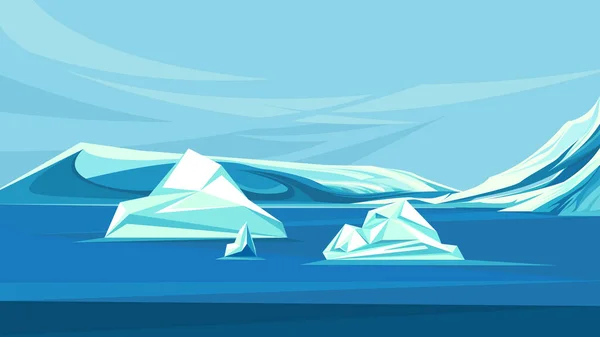 Oceano Artico con ghiaccio fondente. — Vettoriale Stock