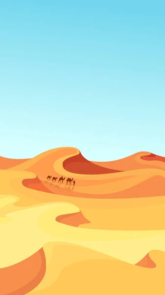 Karawane zieht durch Wüste. — Stockvektor