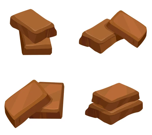 Diferentes Fatias Chocolate Confeitaria Estilo Cartoon — Vetor de Stock