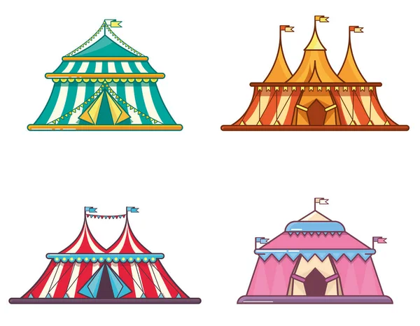 Tentes de cirque en style linéaire plat. — Image vectorielle