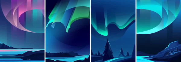 Illustrations of northern lights. — Stockvektor