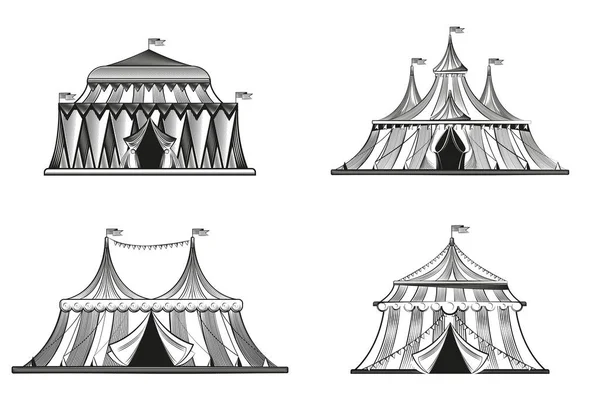 Kabartma biçiminde sirk çadırları. — Stok Vektör
