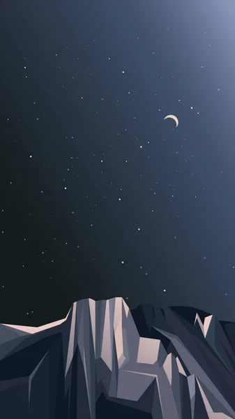 Paisaje Con Montañas Cielo Estrellado Paisaje Natural Orientación Vertical — Vector de stock