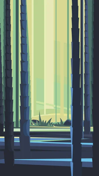 Прекрасный Бамбуковый Лес Природные Пейзажи Вертикальной Ориентации — стоковый вектор