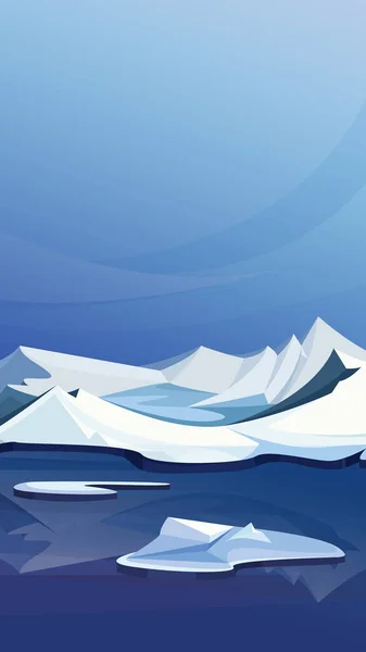 Sarkvidéki táj jéghegyekkel. — Stock Vector