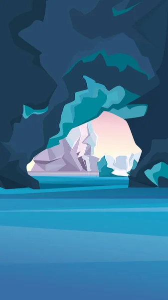 Paysage arctique avec grotte de glace. — Image vectorielle