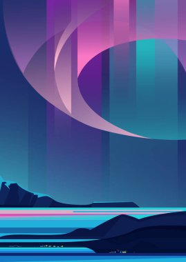  Güzel Aurora Borealis. Dikey yönelimde doğal ışık gösteren manzara.