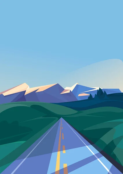 Road leading to the mountains. — Stock Vector