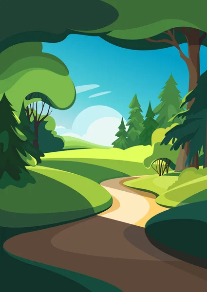 Summer forest with different trees.