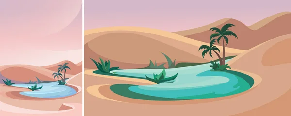 Lago en medio del desierto. — Vector de stock