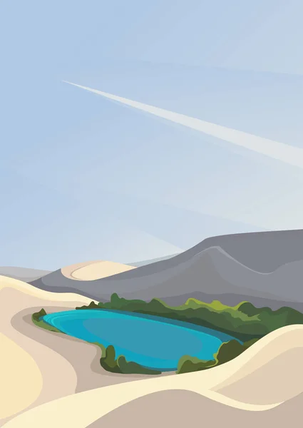 砂漠の小さな湖. — ストックベクタ