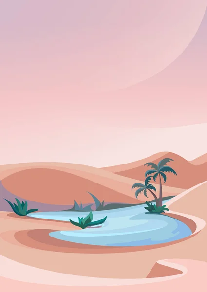 Lago en medio del desierto. — Vector de stock