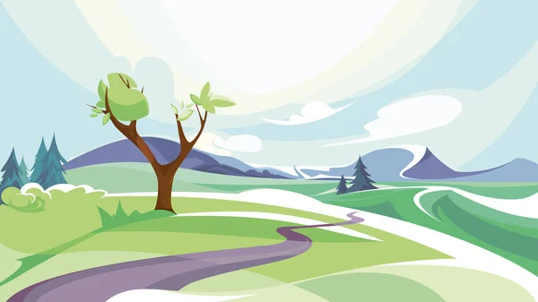 Escena Exterior Primavera Hermoso Paisaje Naturaleza — Vector de stock