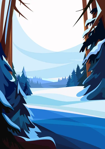 Bosque de abeto de invierno. — Vector de stock