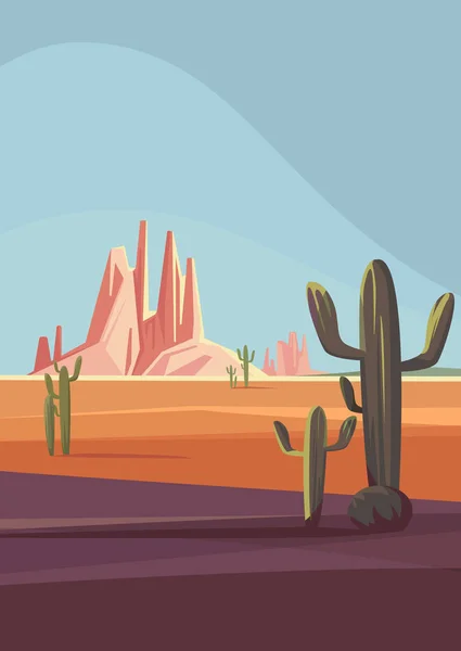 アリゾナ砂漠の風景 垂直方向の自然景観 — ストックベクタ