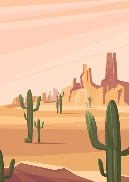 Техаський Пустельний Ландшафт Природні Ландшафти Вертикальній Орієнтації — стоковий вектор