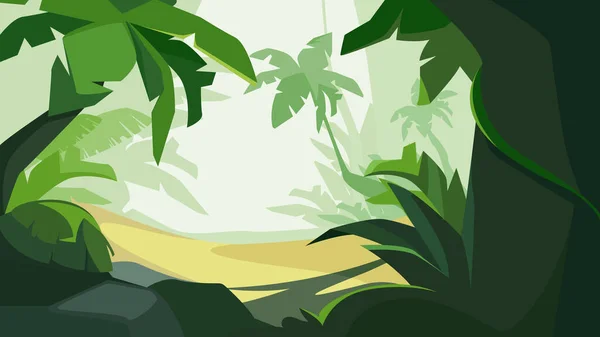 Tropikalny Las Dzień Piękne Krajobrazy Naturalne — Wektor stockowy