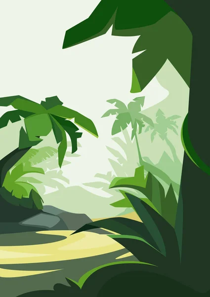 Foresta tropicale alla luce del giorno. — Vettoriale Stock