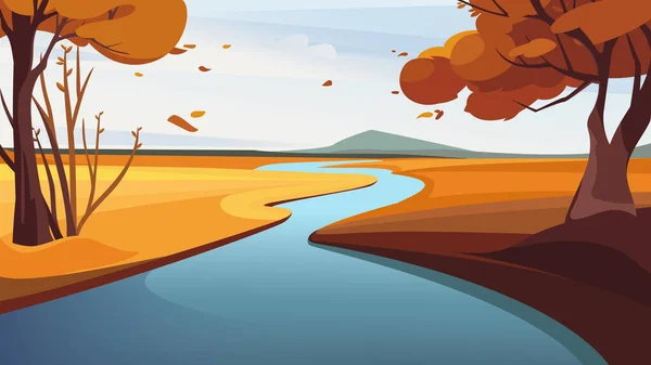 Jesienny krajobraz rzeki. — Wektor stockowy