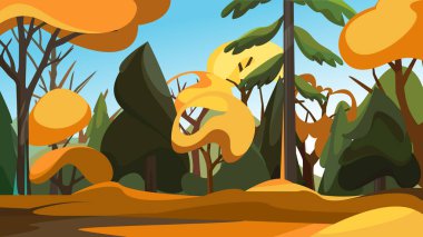 Sonbahar mevsiminde sık orman.