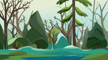 Bahar mevsiminde sık orman.