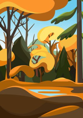 Sonbahar mevsiminde sık orman.