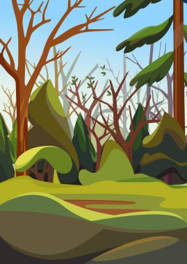 Bahar mevsiminde sık orman.